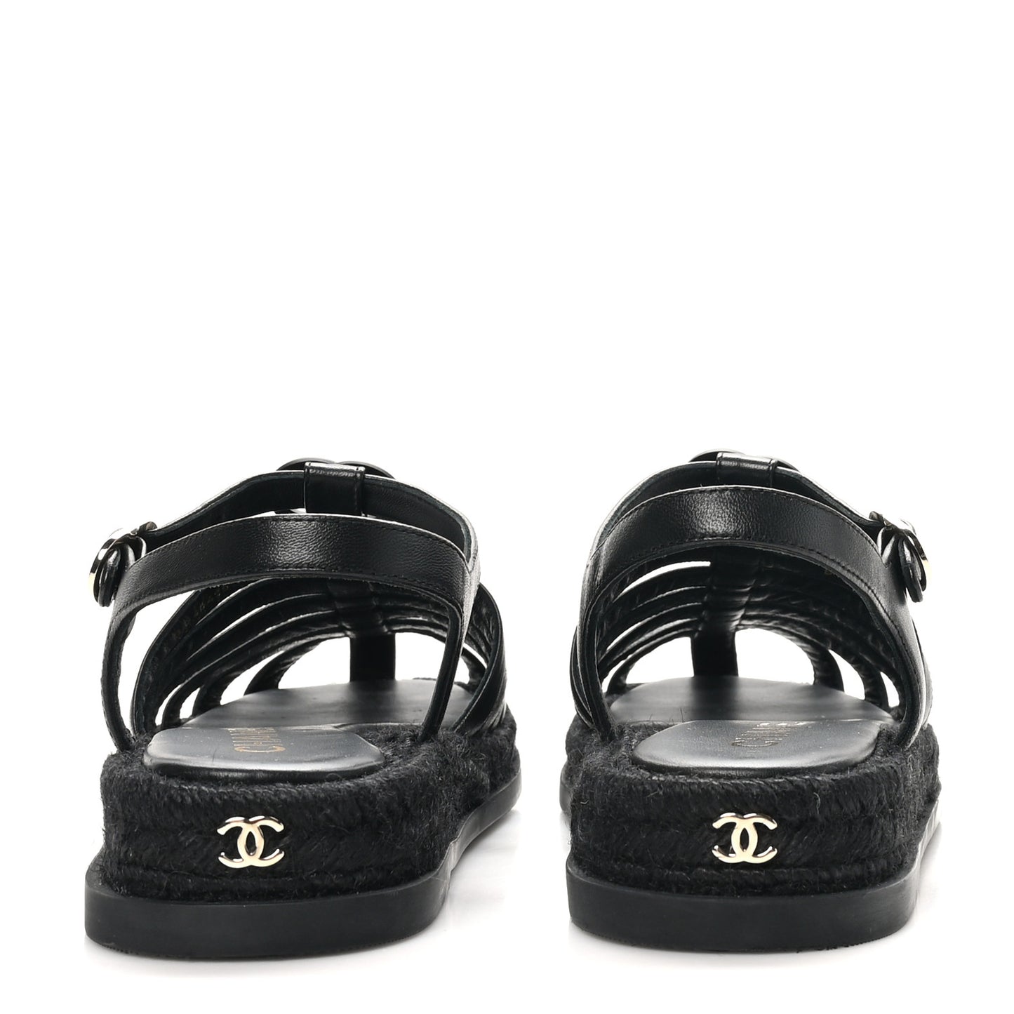 Lambskin Espadrille Sandals 40 Black