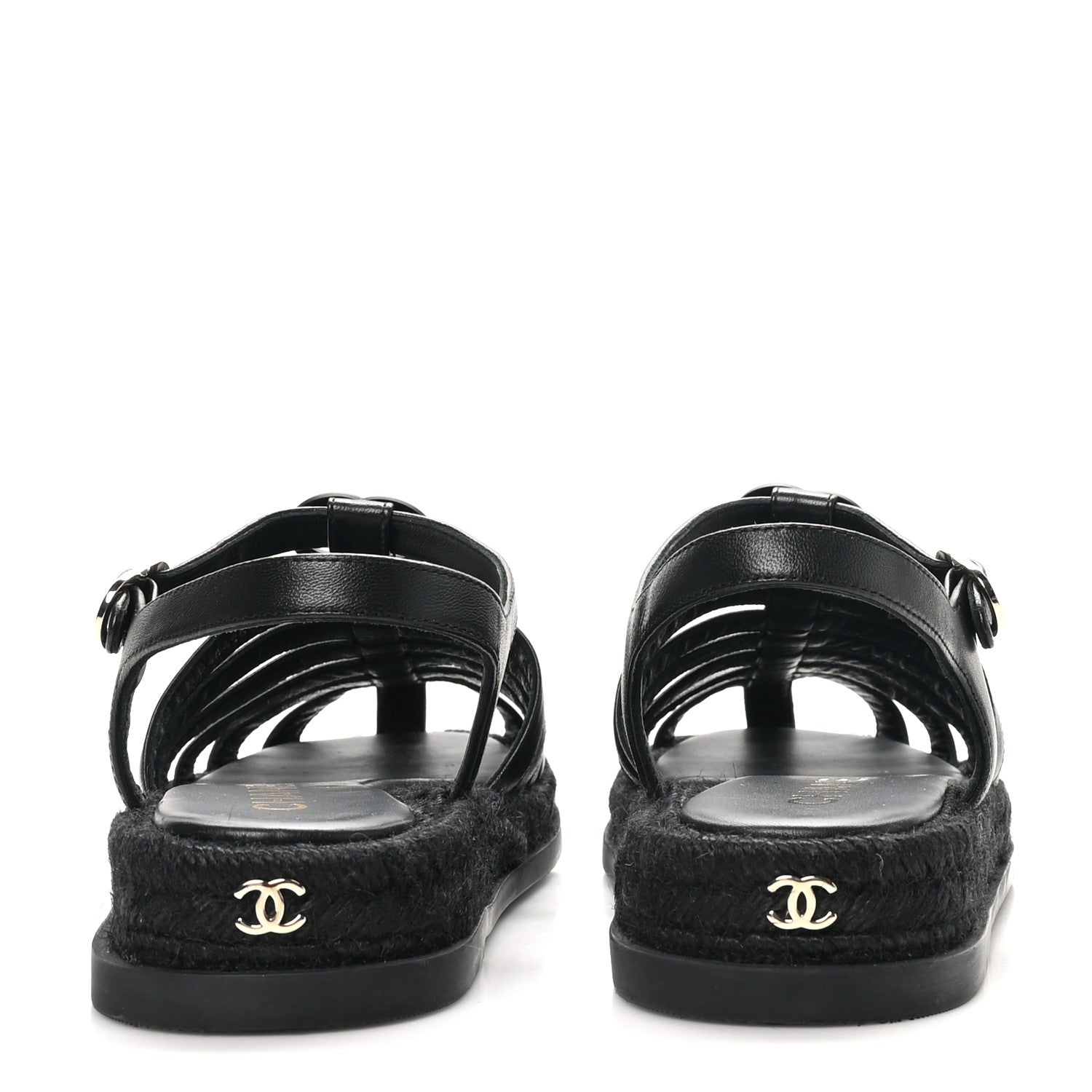 Chanel Lambskin Espadrille Sandals 40 Black 6 of 11