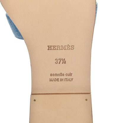 Hermes Denim Canvas Oran Sandals 37.5 Bleu Clair 7 of 9