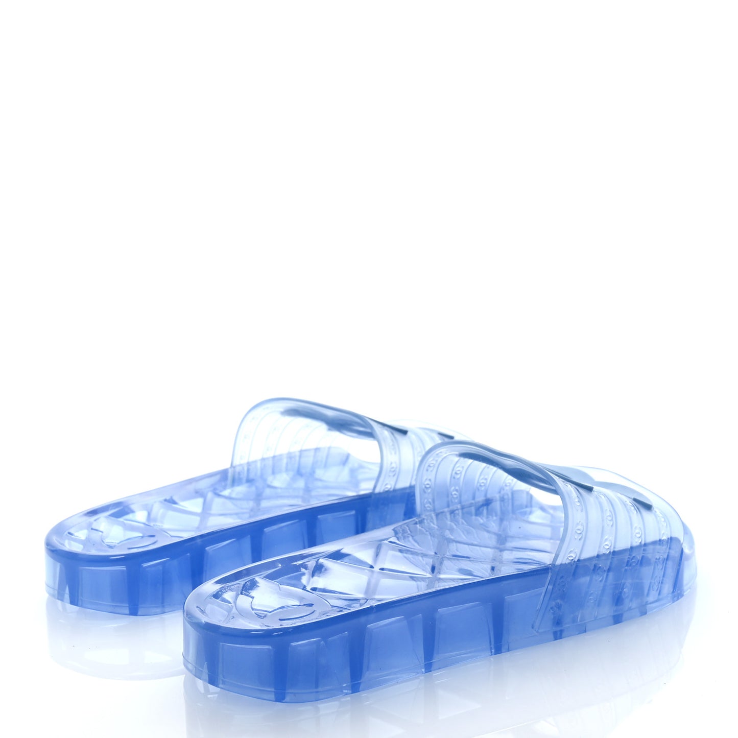 PVC Transparent CC Flat Slide Sandals 37 Blue