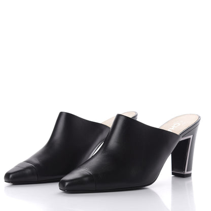 Chanel Lambskin Cap Toe Mules 38 Black 3 of 9
