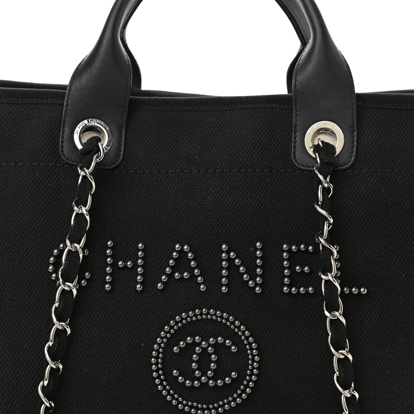 Canvas Pearl Medium Deauville Tote Black