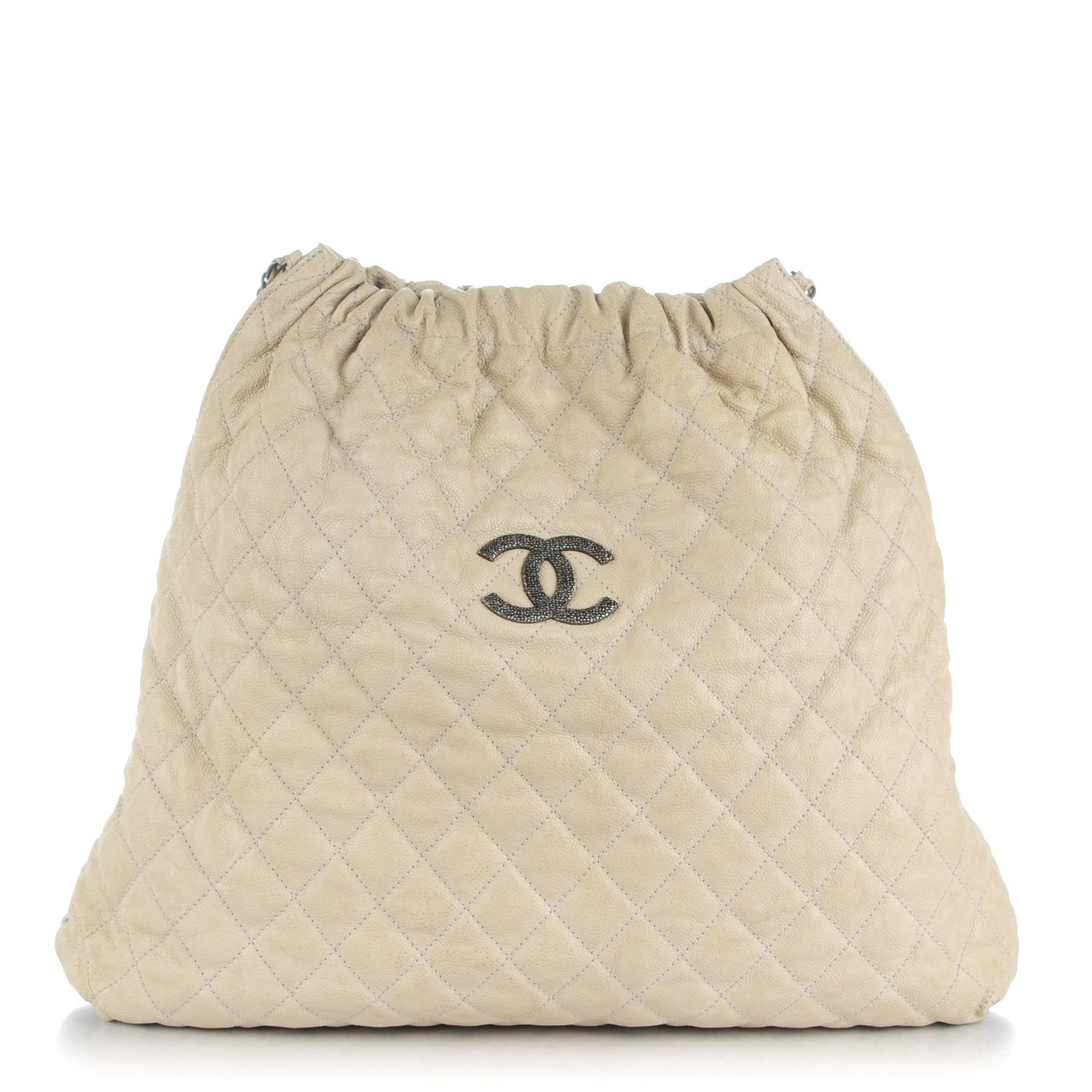 Caviar Quilted Large Elastic Tote Gray