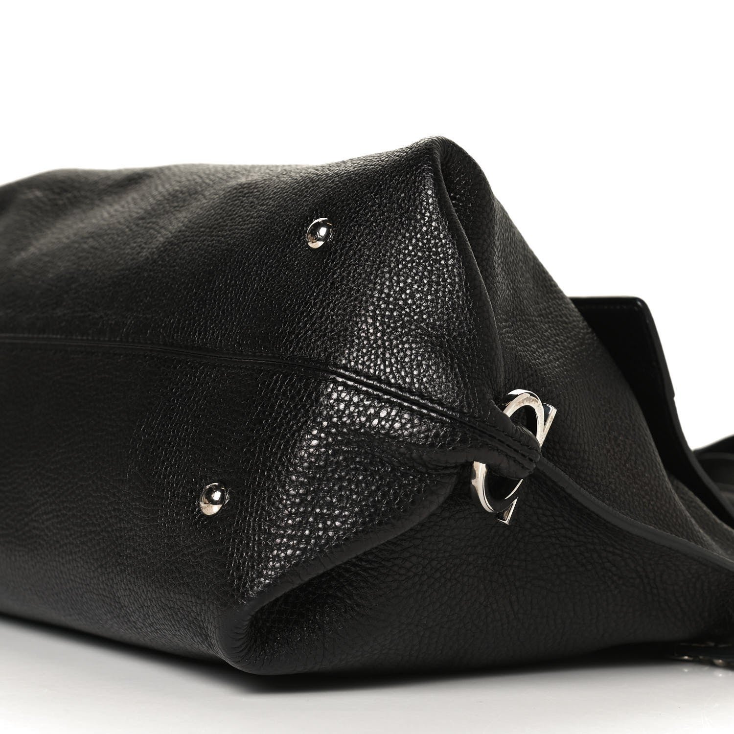 Salvatore Ferragamo Calfskin Sofia Gancini Satchel Black 10 of 12