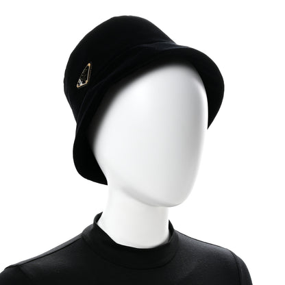 Prada Velvet Triangle Womens Bucket Hat S Black 2 of 10