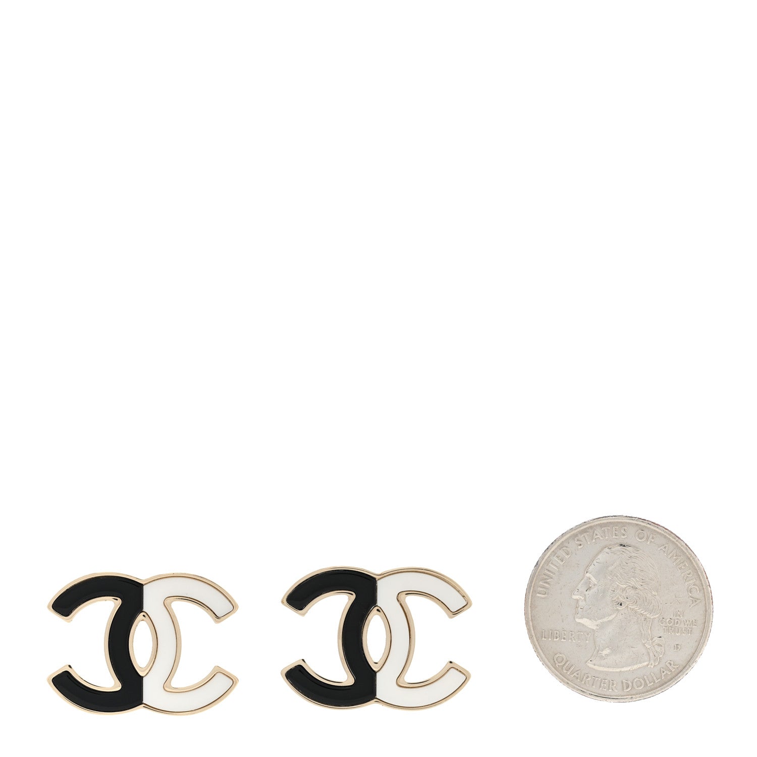 Chanel Enamel CC Earrings Gold Black White 2 of 5
