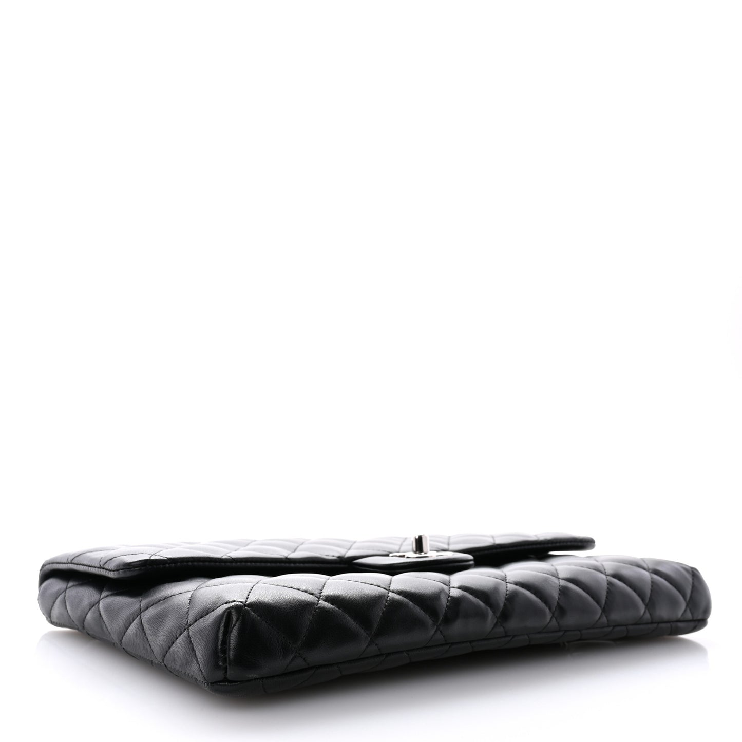 Lambskin Quilted Flap Clutch Black