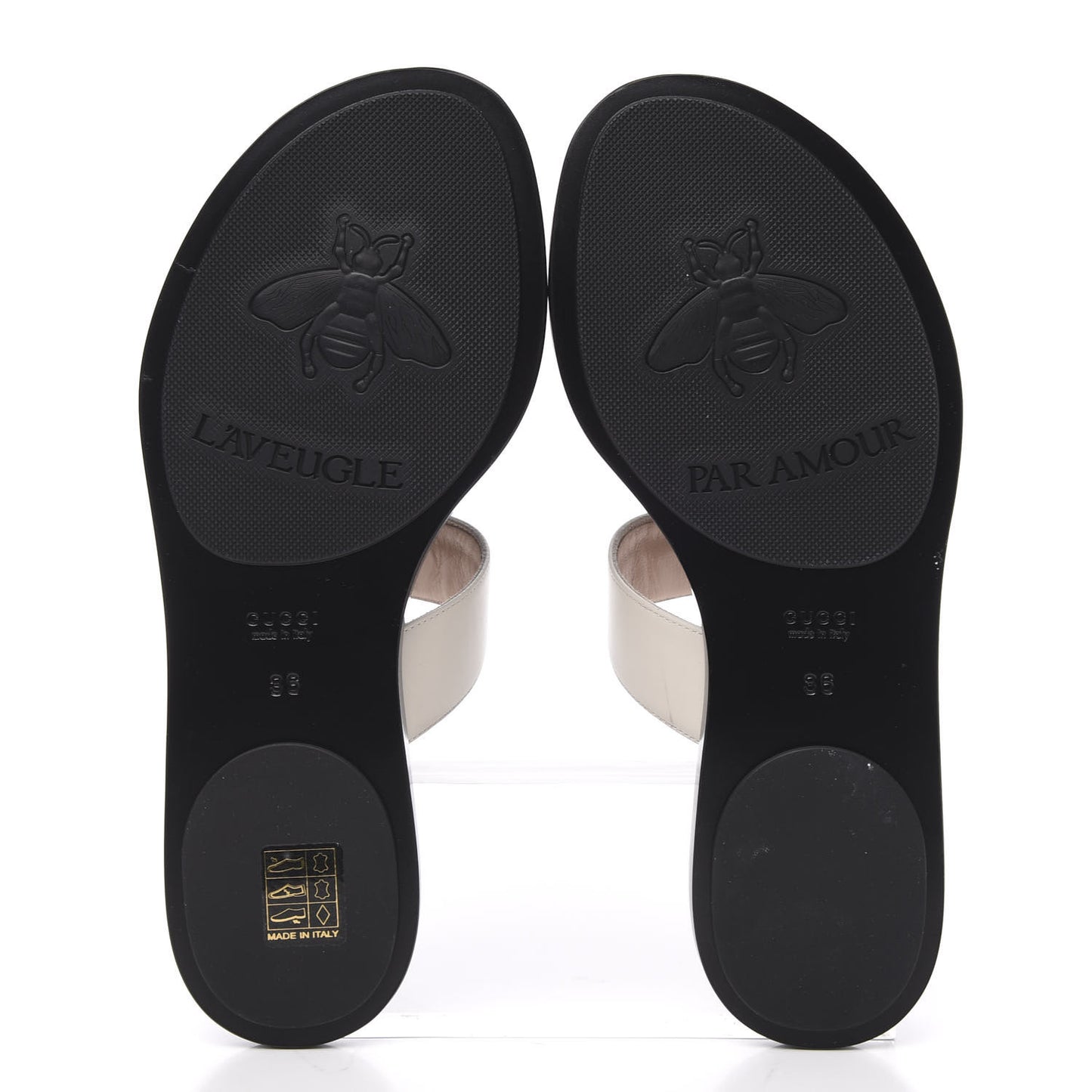 Calfskin GG Marmont Thong Sandals 36 Mystic White