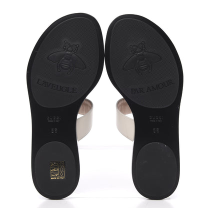 Gucci Calfskin GG Marmont Thong Sandals 36 Mystic White 5 of 8