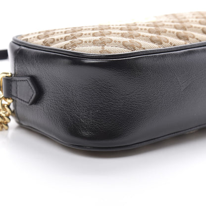 Gucci Monogram Matelasse Diagonal Small GG Marmont Chain Shoulder Bag Beige Black 9 of 11