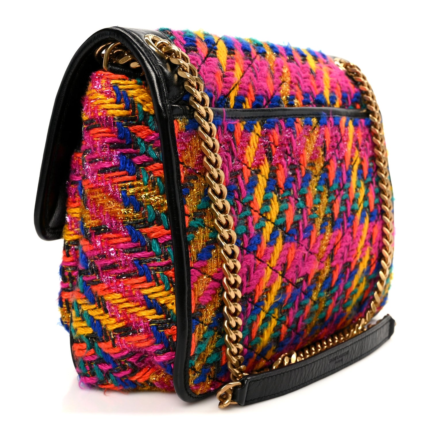 Saint Laurent Tweed Calfskin Matelasse Monogram Medium Niki Chain Satchel Multicolor 3 of 11