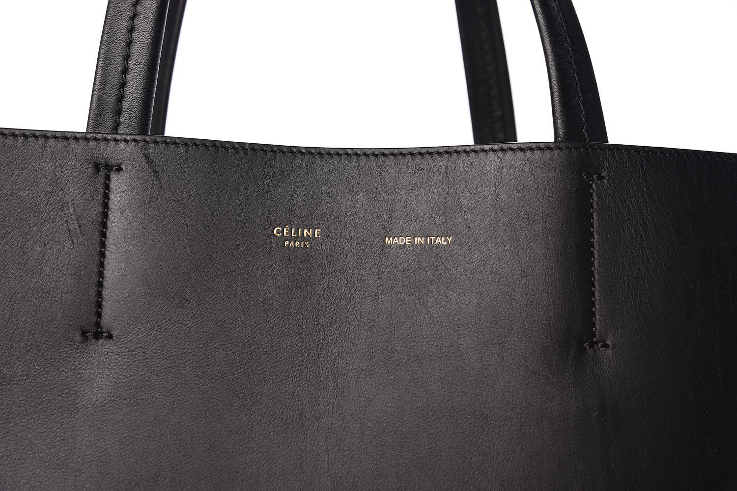 Celine Smooth Calfskin Suede Large Phantom Luggage Bi-Cabas Black Navy 7 of 10