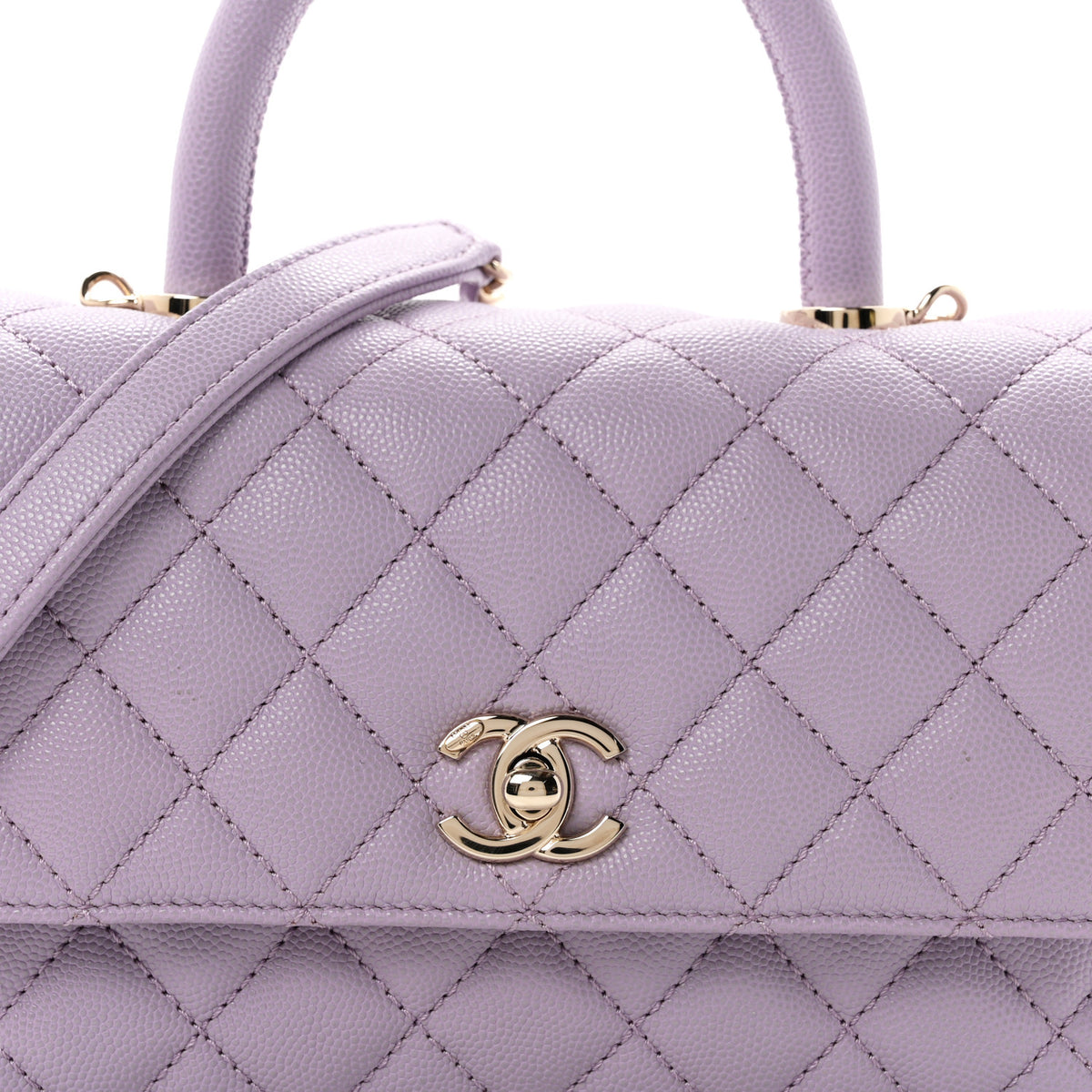 Caviar Quilted Mini Coco Handle Flap Light Purple