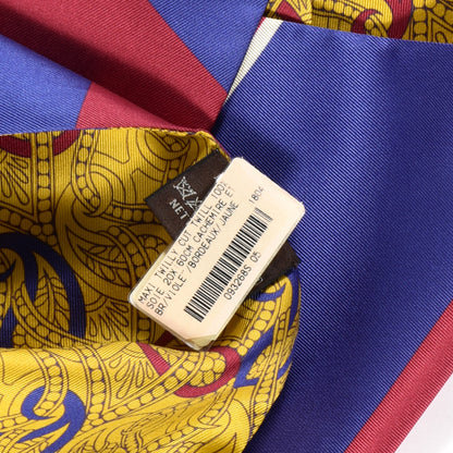 Hermes Silk Cachemire Et Rayure Maxi Twilly Cut Violet Bordeaux Jaune 4 of 4