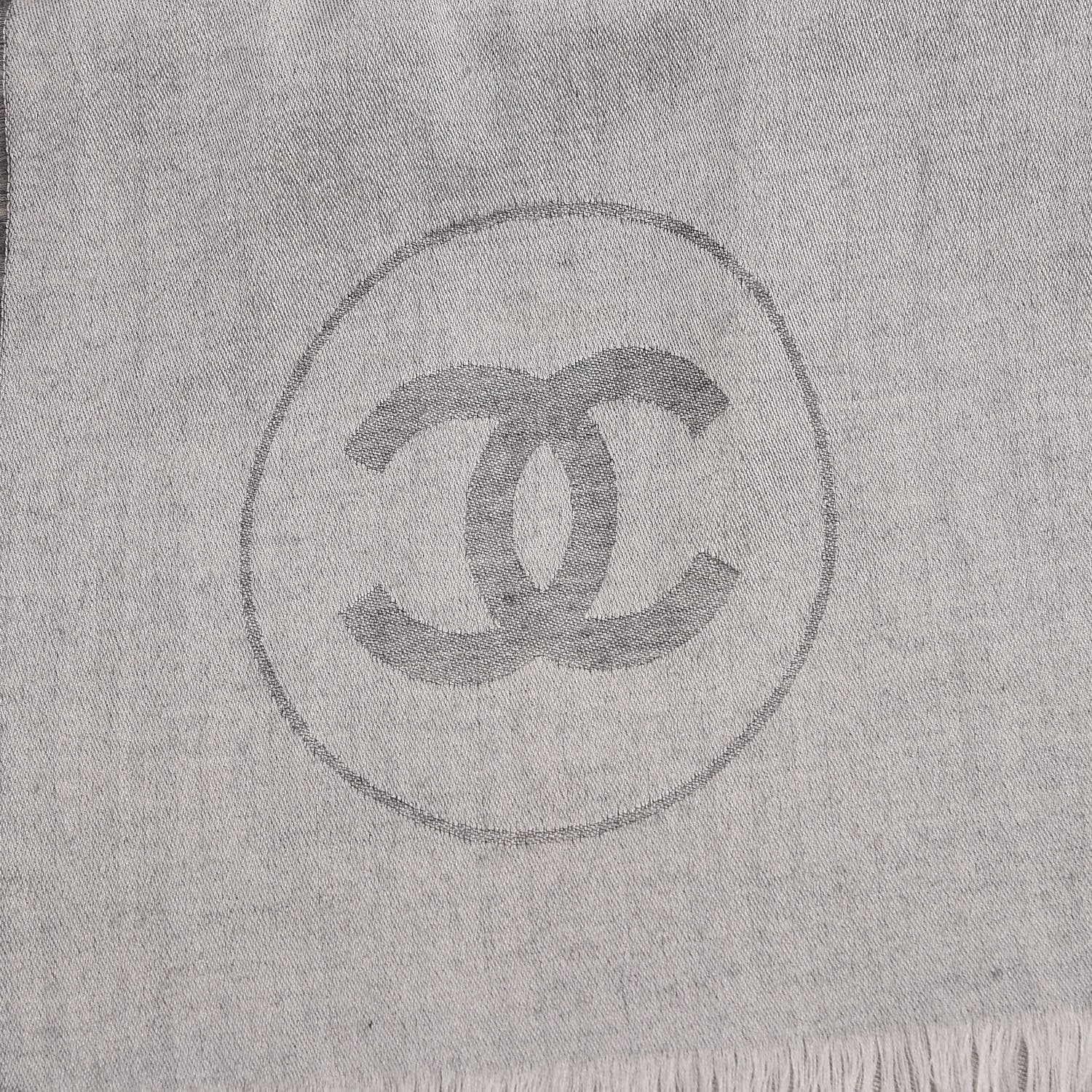 Chanel Cashmere Airplane Shawl Grey White 4 of 5