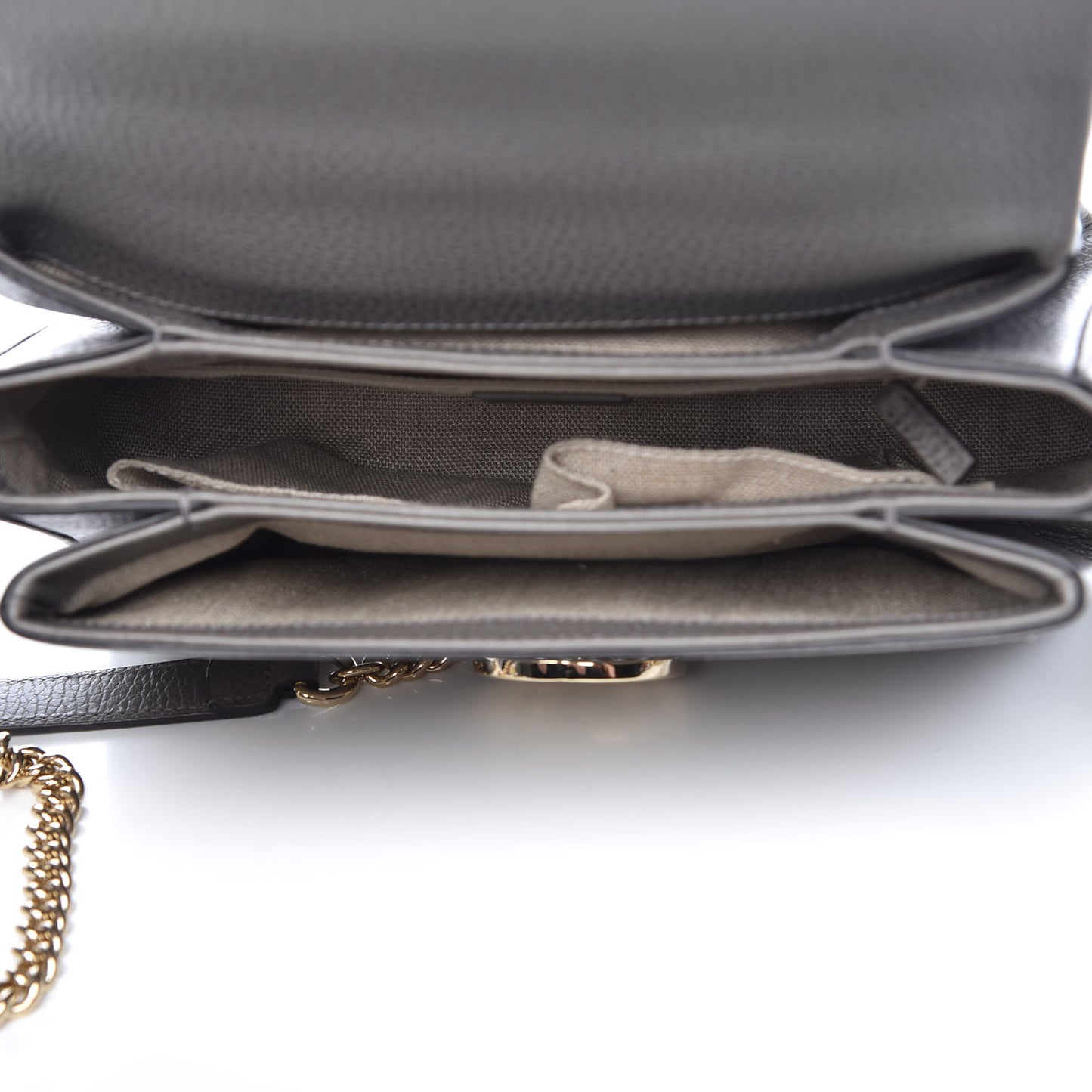 Dollar Calfskin Interlocking G Top Handle Shoulder Bag Loess
