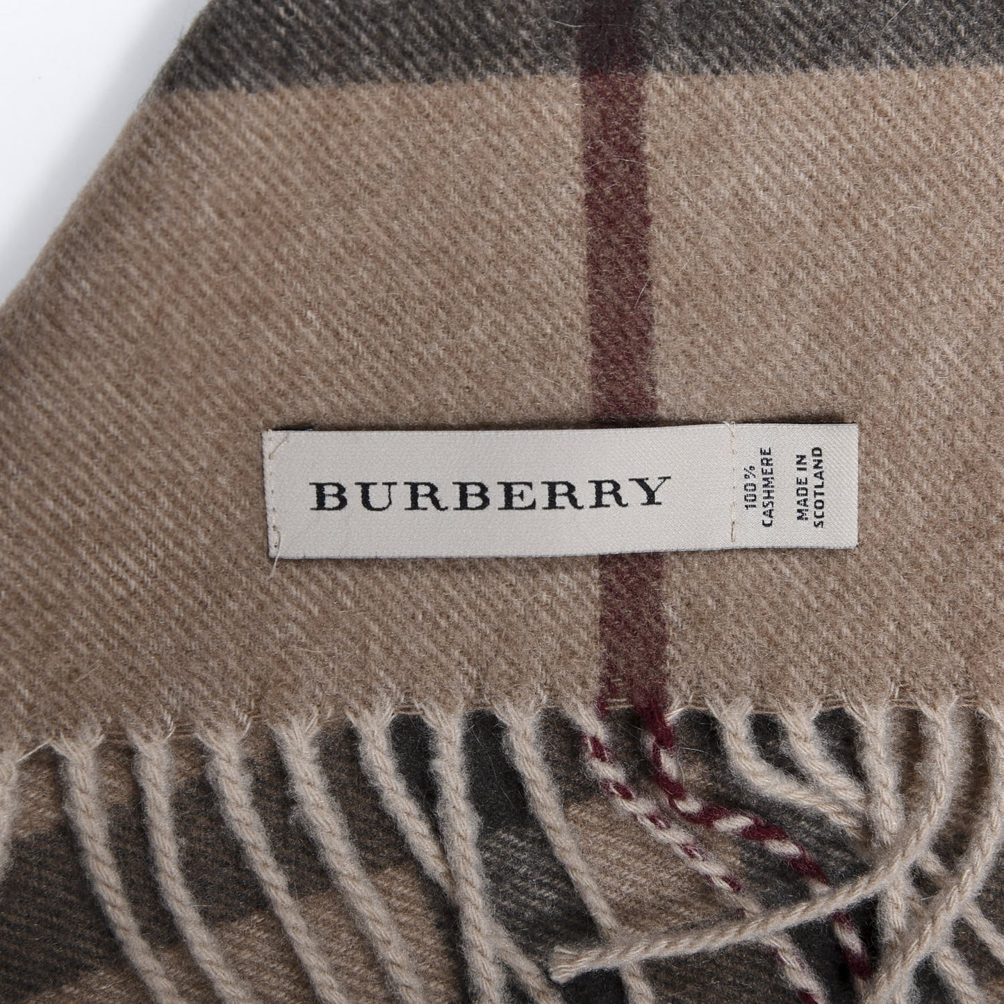 Cashmere Giant Check Fringe Scarf Brown