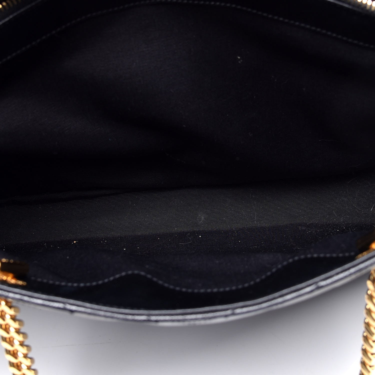 Saint Laurent Grain De Poudre Matelasse Chevron Monogram Shopping Bag Black 5 of 9