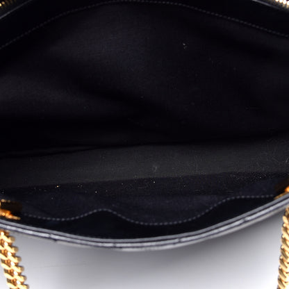 Saint Laurent Grain De Poudre Matelasse Chevron Monogram Shopping Bag Black 5 of 9