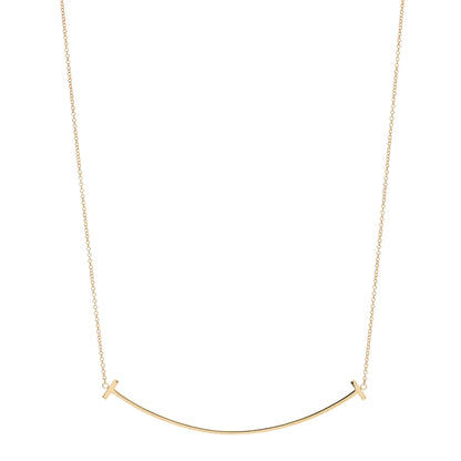 Tiffany 18K Yellow Gold Large T Smile Pendant Necklace 1 of 5