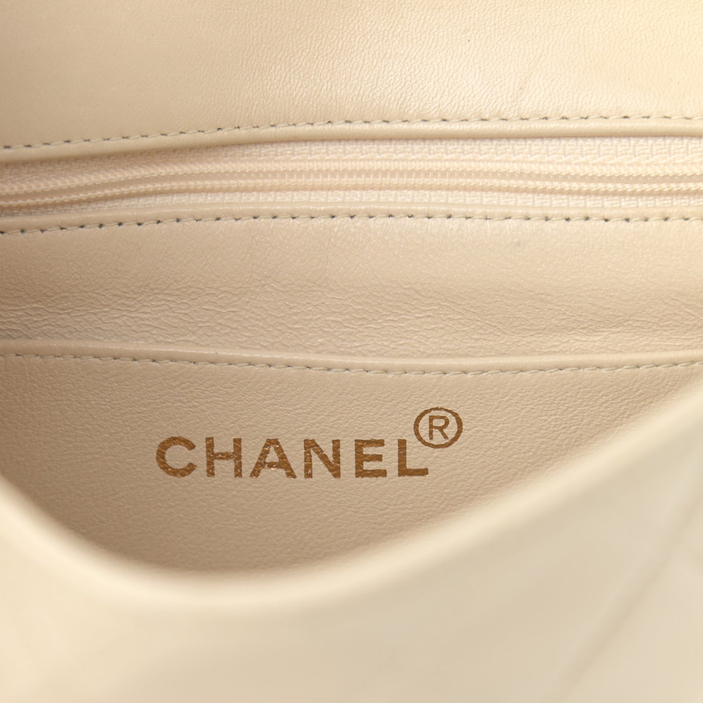 Lambskin Quilted Mini Square Flap Beige