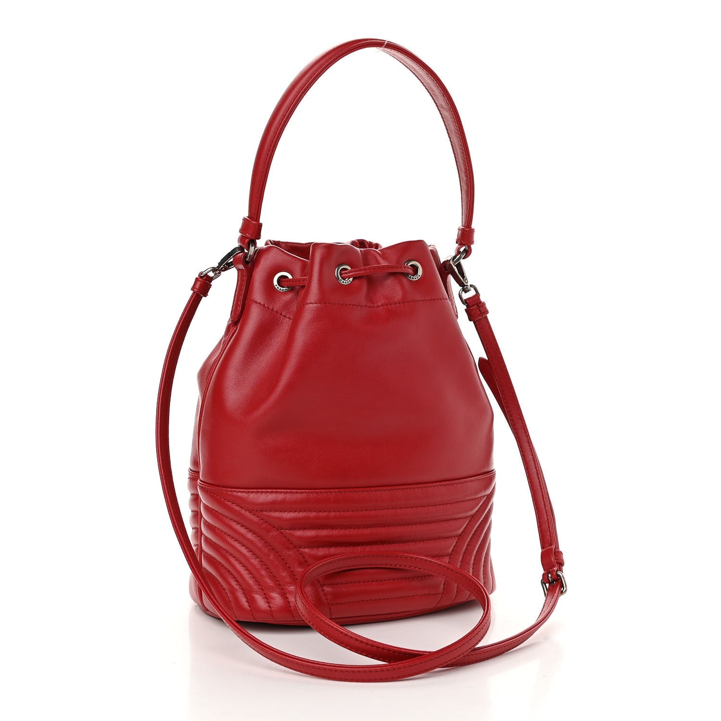 Soft Calfskin Impunture Diagramme Bucket Bag Rosso