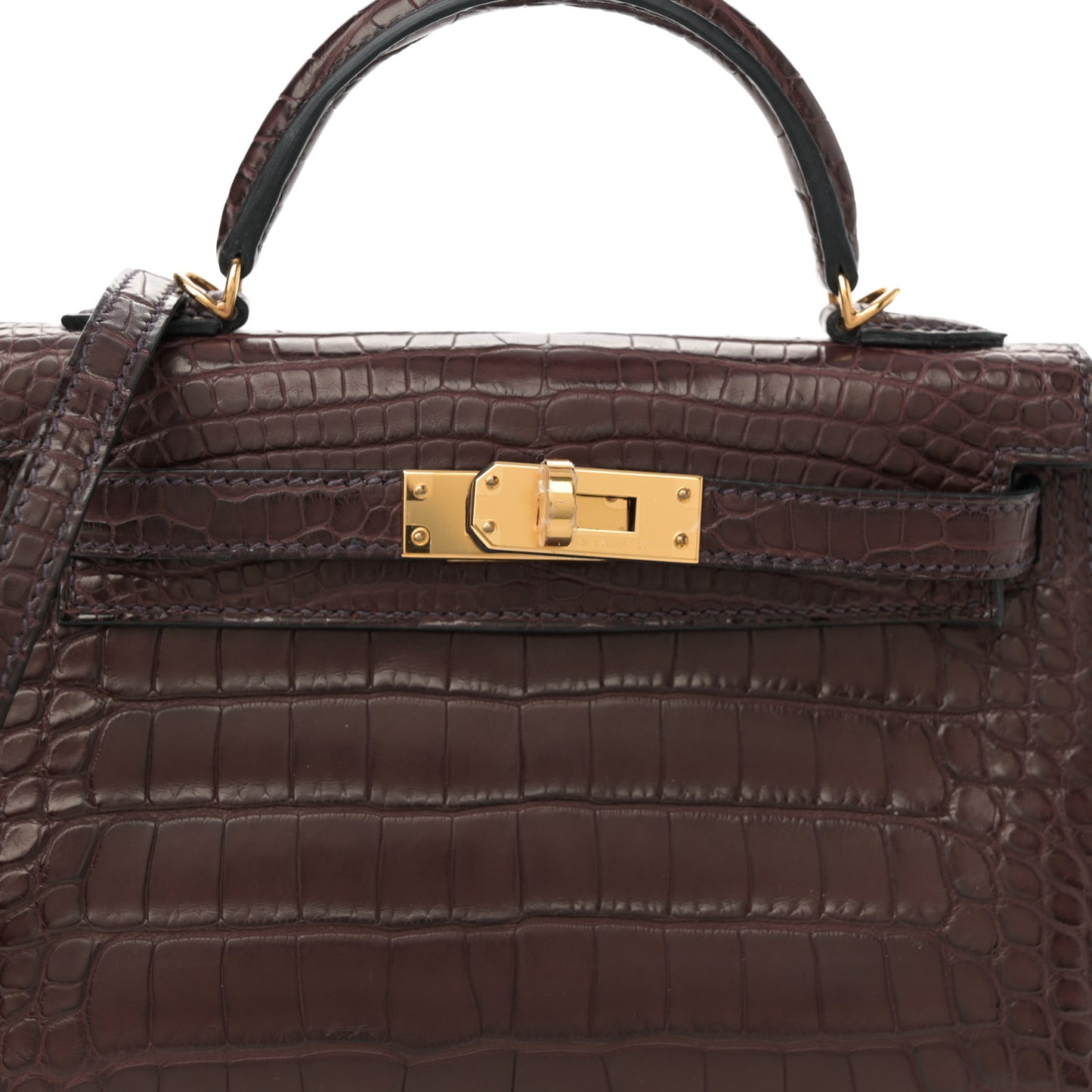 Matte Alligator Mini Kelly Sellier 20 Havane