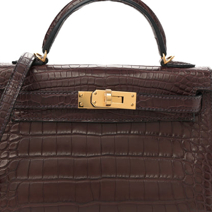 Hermes Matte Alligator Mini Kelly Sellier 20 Havane 8 of 11