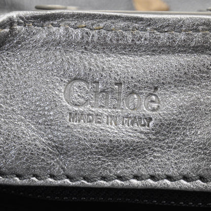 Chloe Leather Crystal Paddington Satchel Metallic Silver 9 of 12