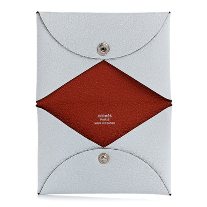 Hermes Chevre Mysore Verso Calvi Card Case Bleu Brume Brique 5 of 9