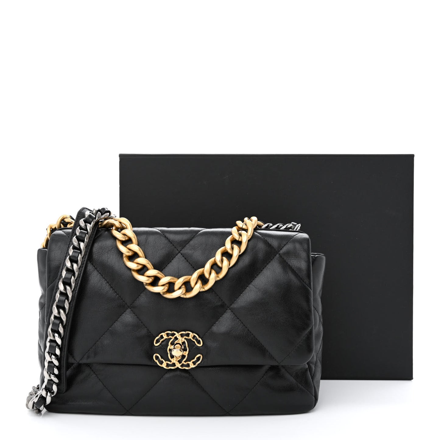 Lambskin Quilted Large Chanel 19 Flap Black