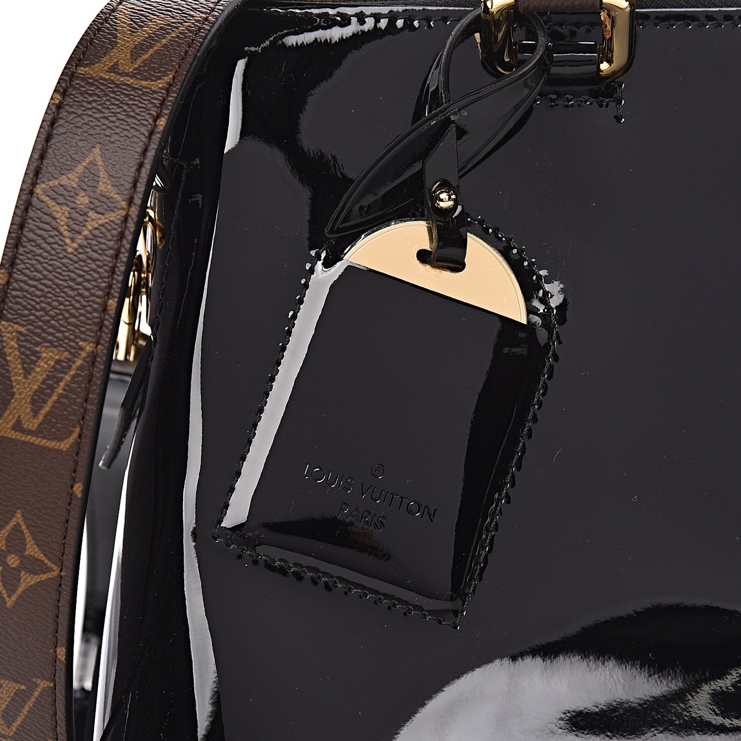 Patent Calfskin Miroir Tote Black