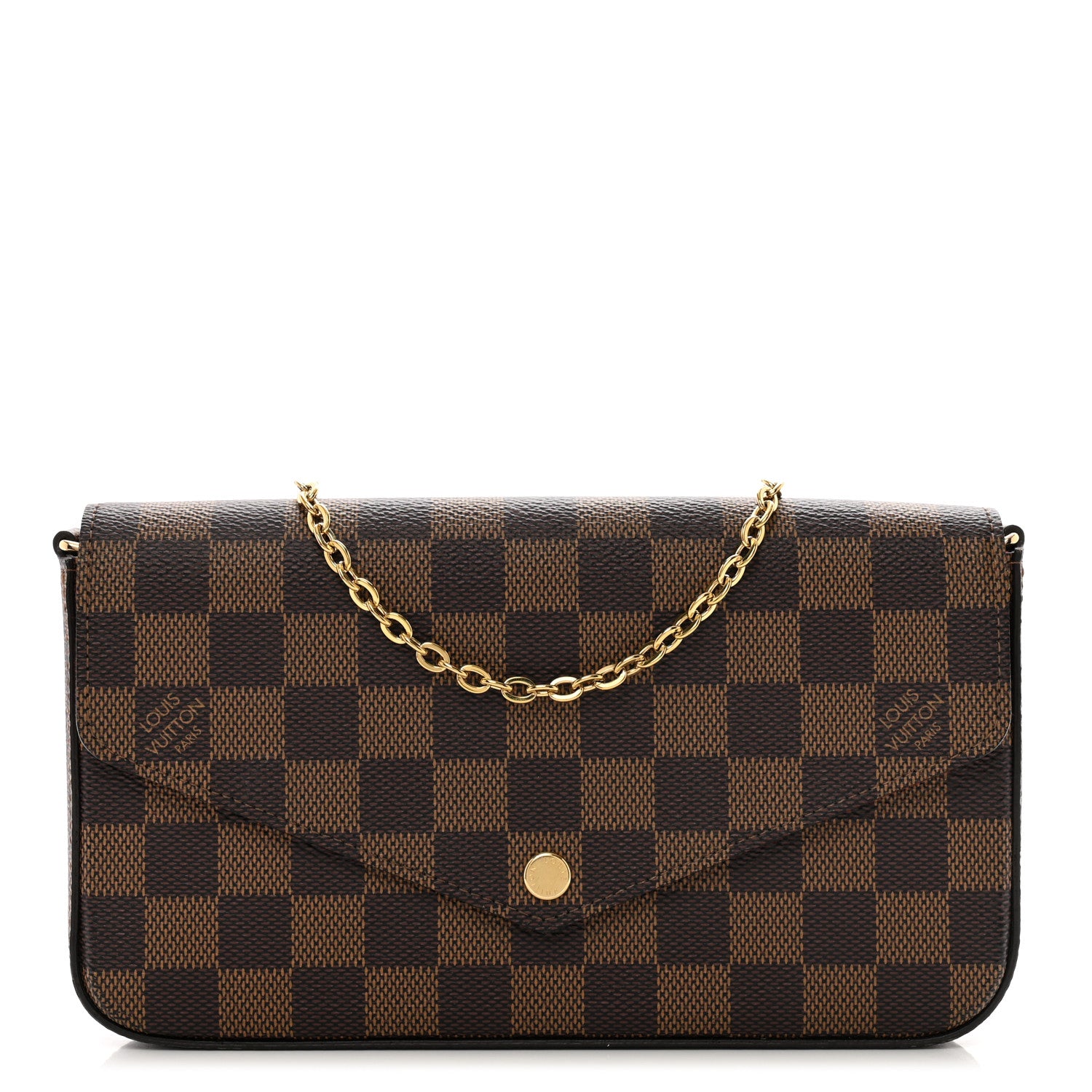 Louis Vuitton Damier Ebene Pochette Felicie Chain Wallet 1 of 10