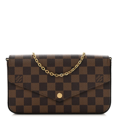 Louis Vuitton Damier Ebene Pochette Felicie Chain Wallet 1 of 10