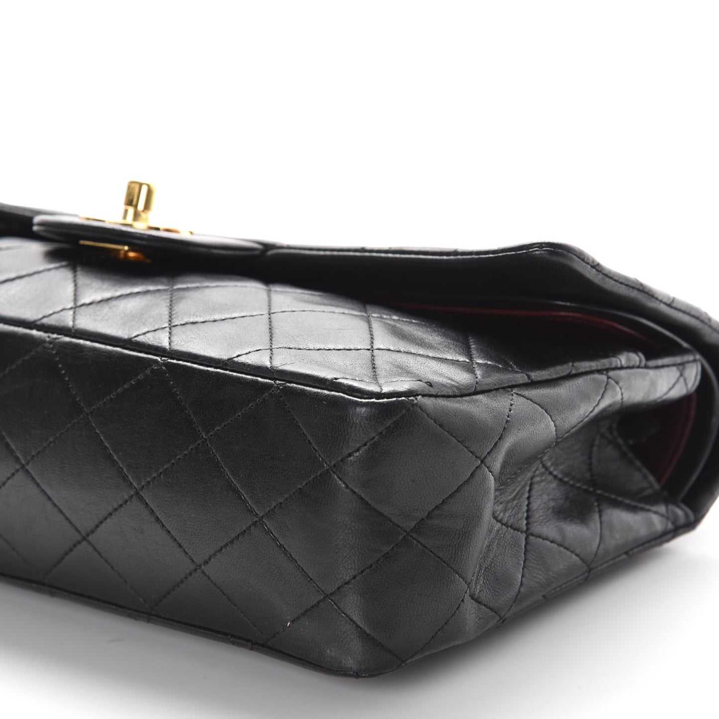 Lambskin Quilted Medium Double Flap Black