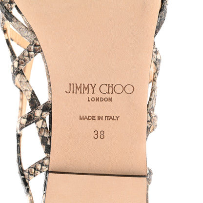 Jimmy Choo Calfskin Snake Print Sai Flat Sandals 38 Natural 6 of 7