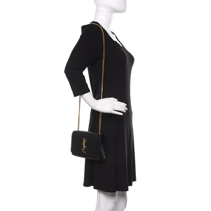 Saint Laurent Grain De Poudre Small Monogram Kate Satchel Black 2 of 9