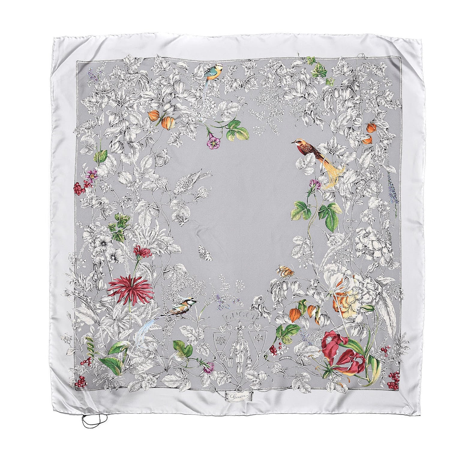 Gucci Silk Twill Wondergardenia Square Scarf Zinc Beige 1 of 4