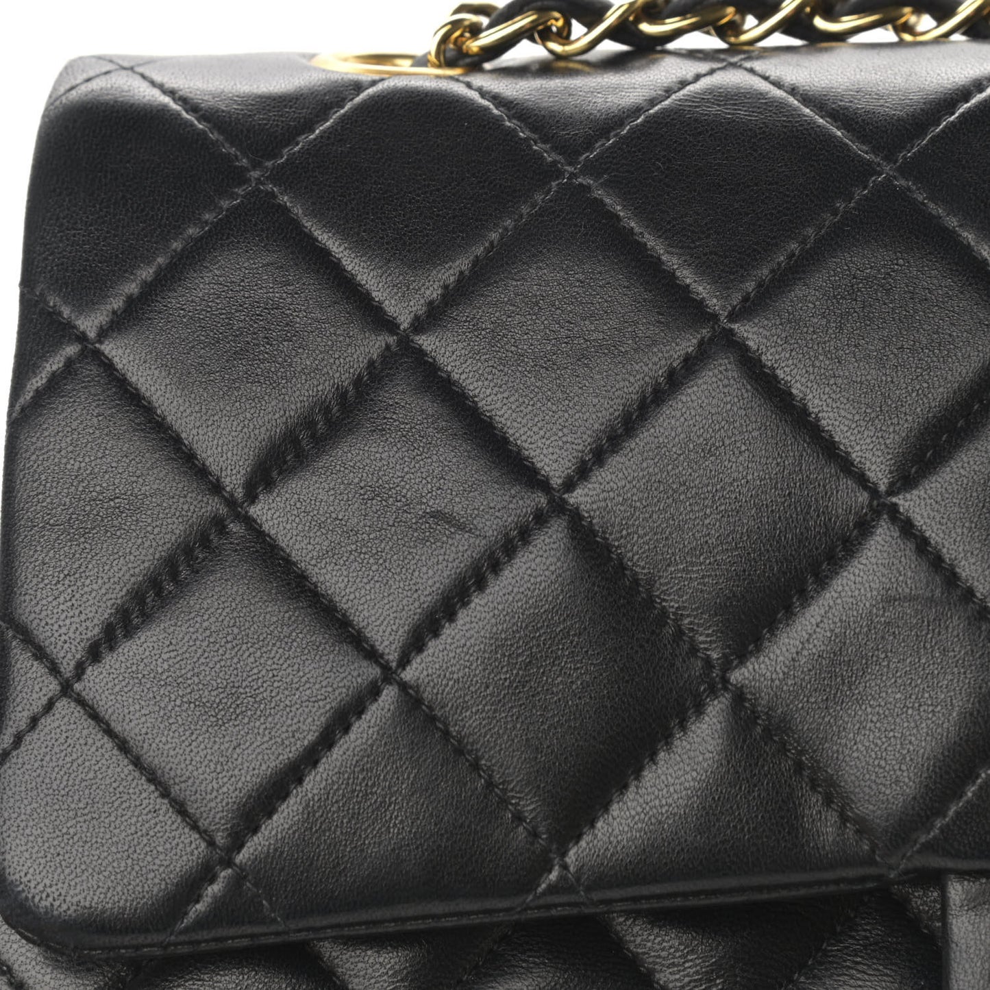 Lambskin Quilted Medium Double Flap Black