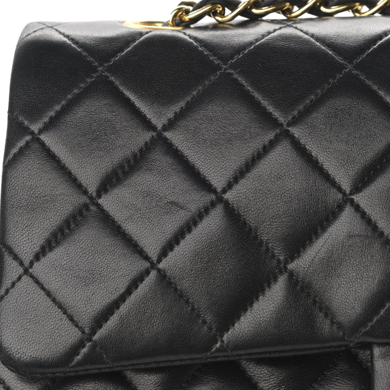 Chanel Lambskin Quilted Medium Double Flap Black 15 of 16