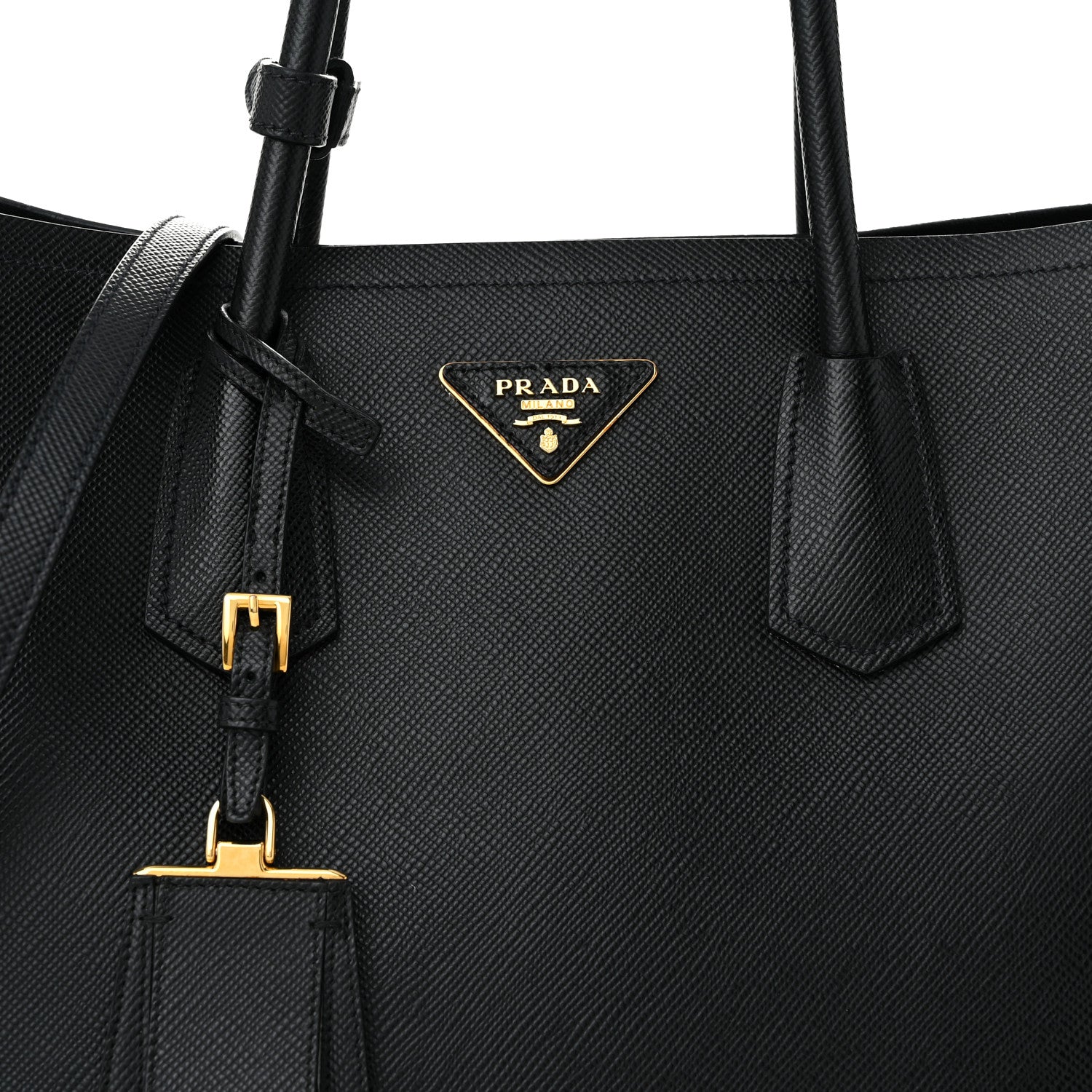 Prada Saffiano Cuir Large Double Bag Black 7 of 10