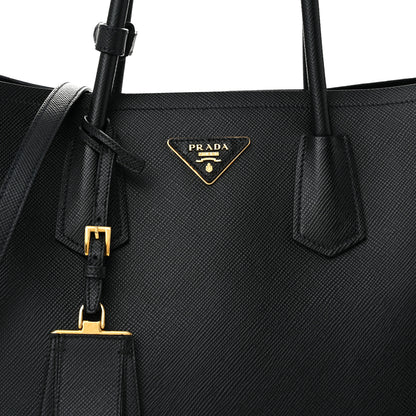Prada Saffiano Cuir Large Double Bag Black 7 of 10
