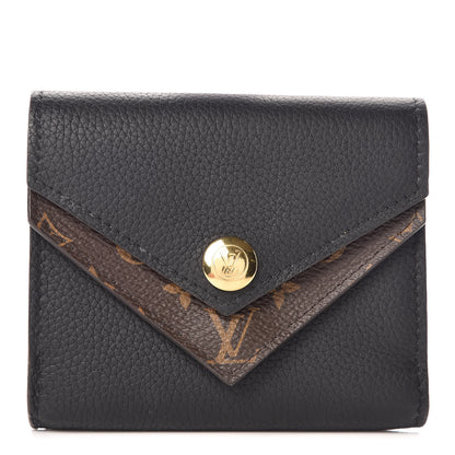 Louis Vuitton Grained Calfskin Monogram Double V Compact Wallet Black 1 of 7