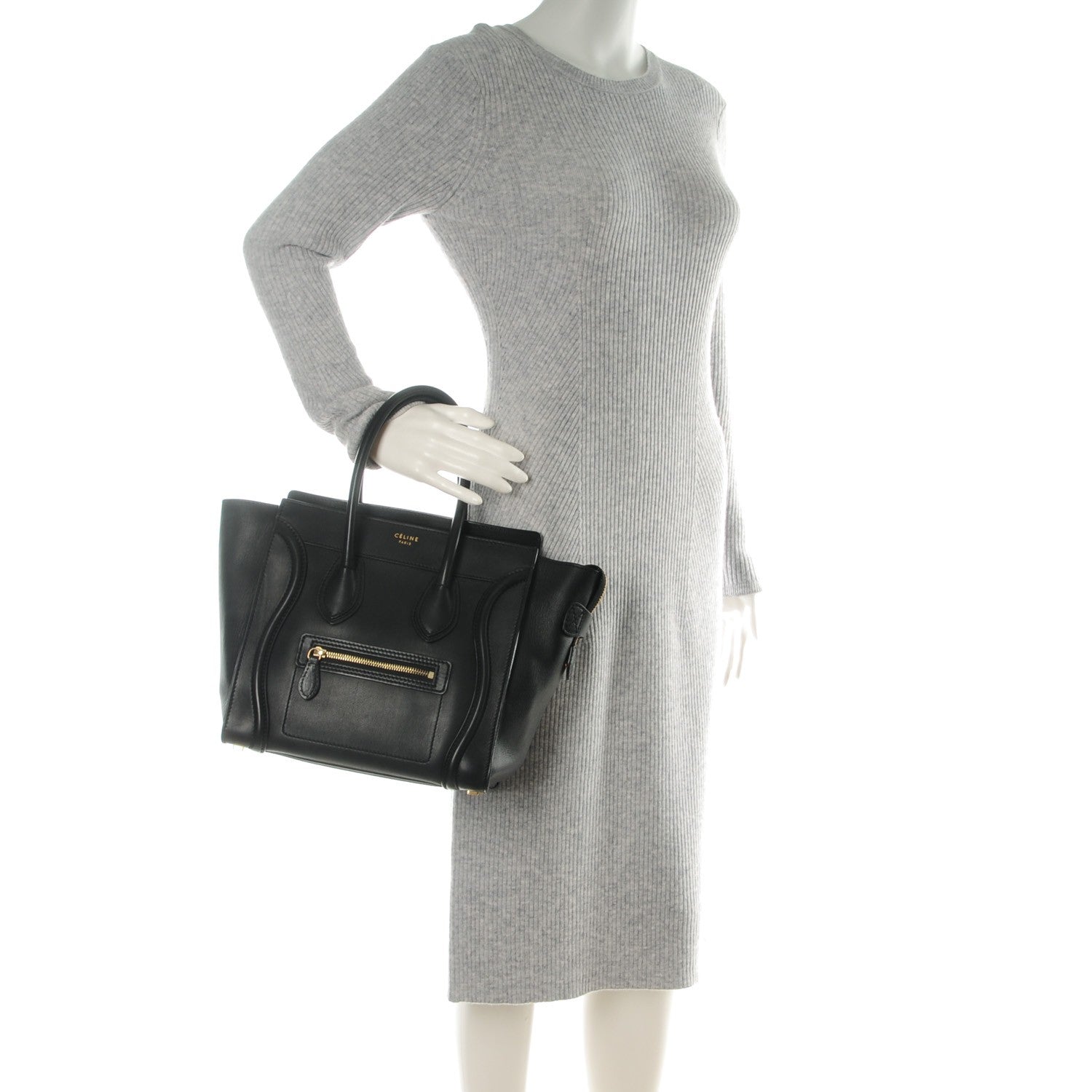 Celine Smooth Calfskin Micro Luggage Black 2 of 9