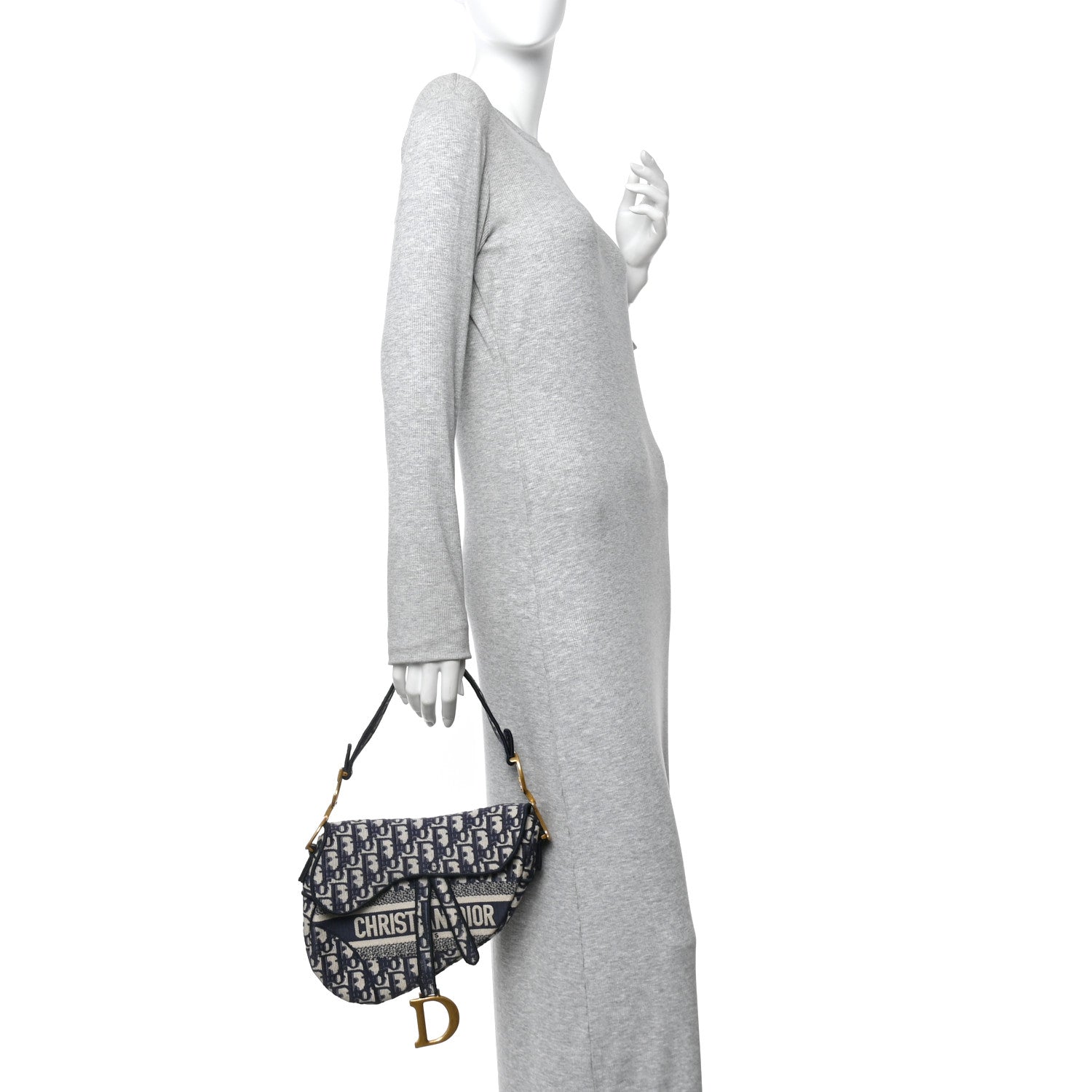 Christian Dior Oblique Embroidered Saddle Bag Blue 2 of 14
