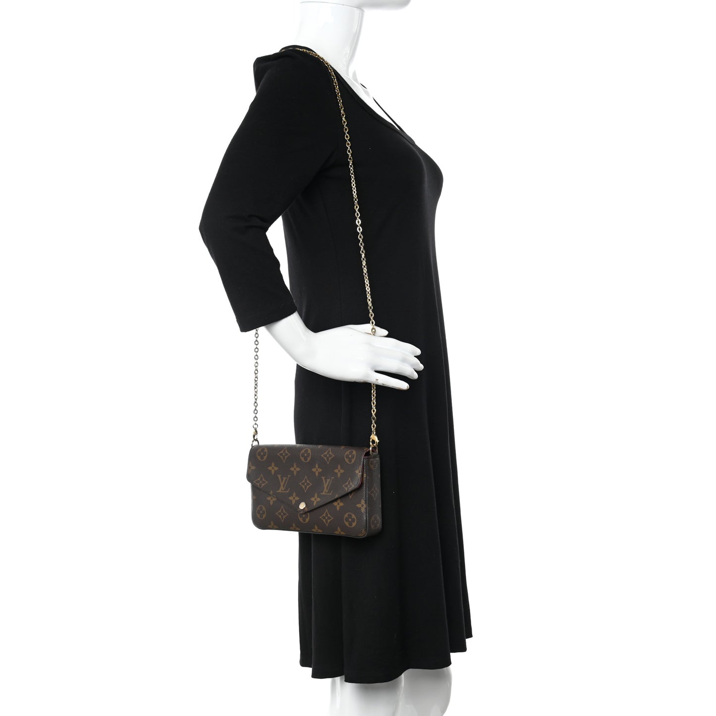 Monogram Pochette Felicie Chain Wallet Fuchsia