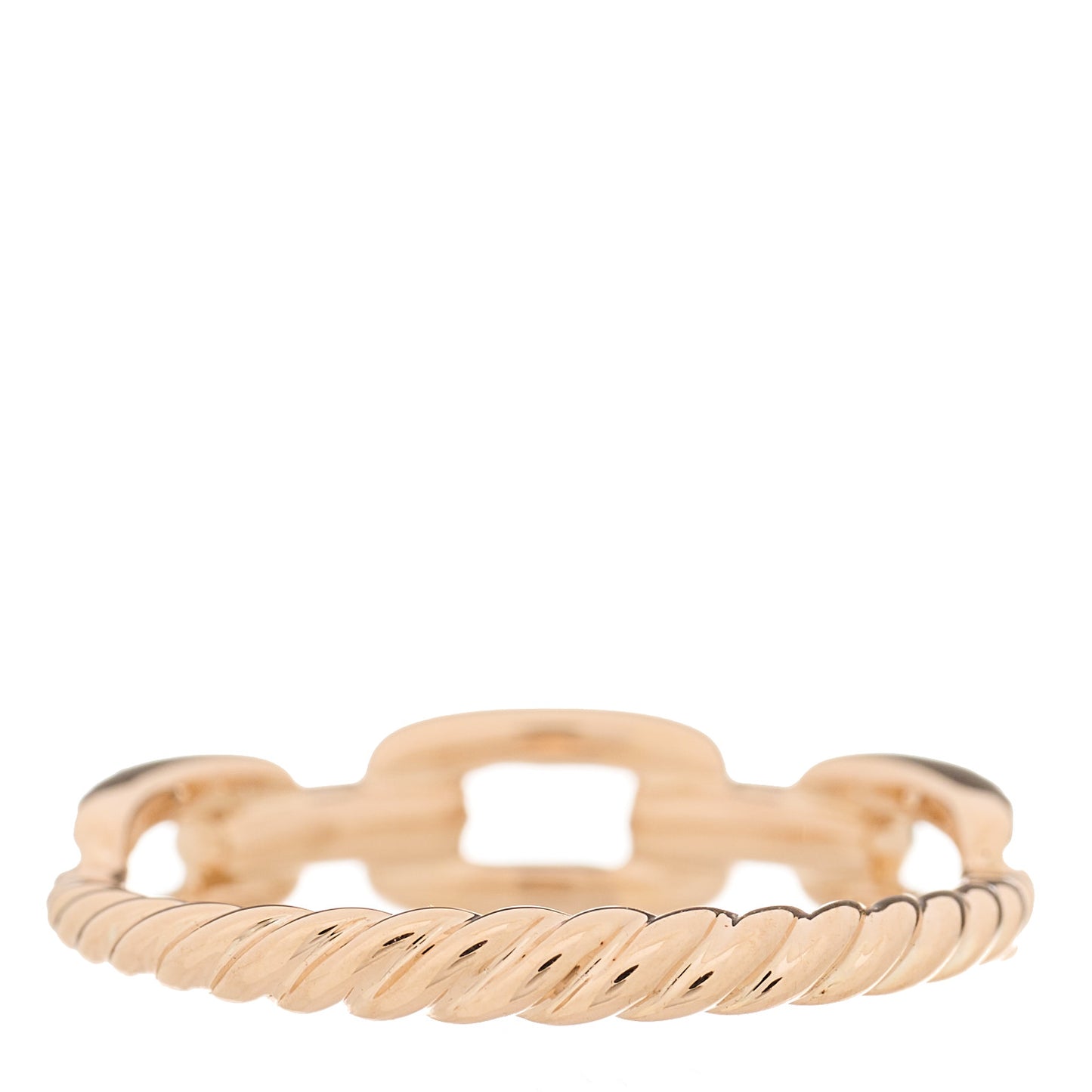 18K Rose Gold Diamond 4.5mm Stax Single Row Chain Link Ring 52 6