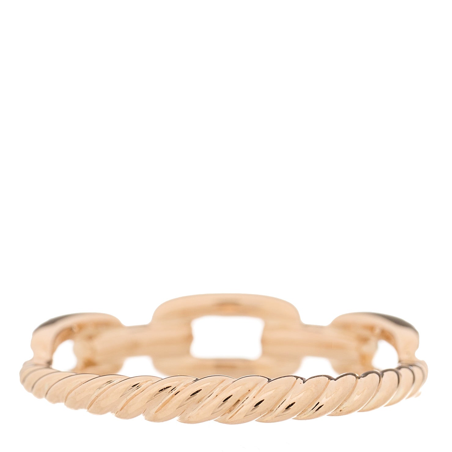 David Yurman 18K Rose Gold Diamond 4.5mm Stax Single Row Chain Link Ring 52 6 3 of 4