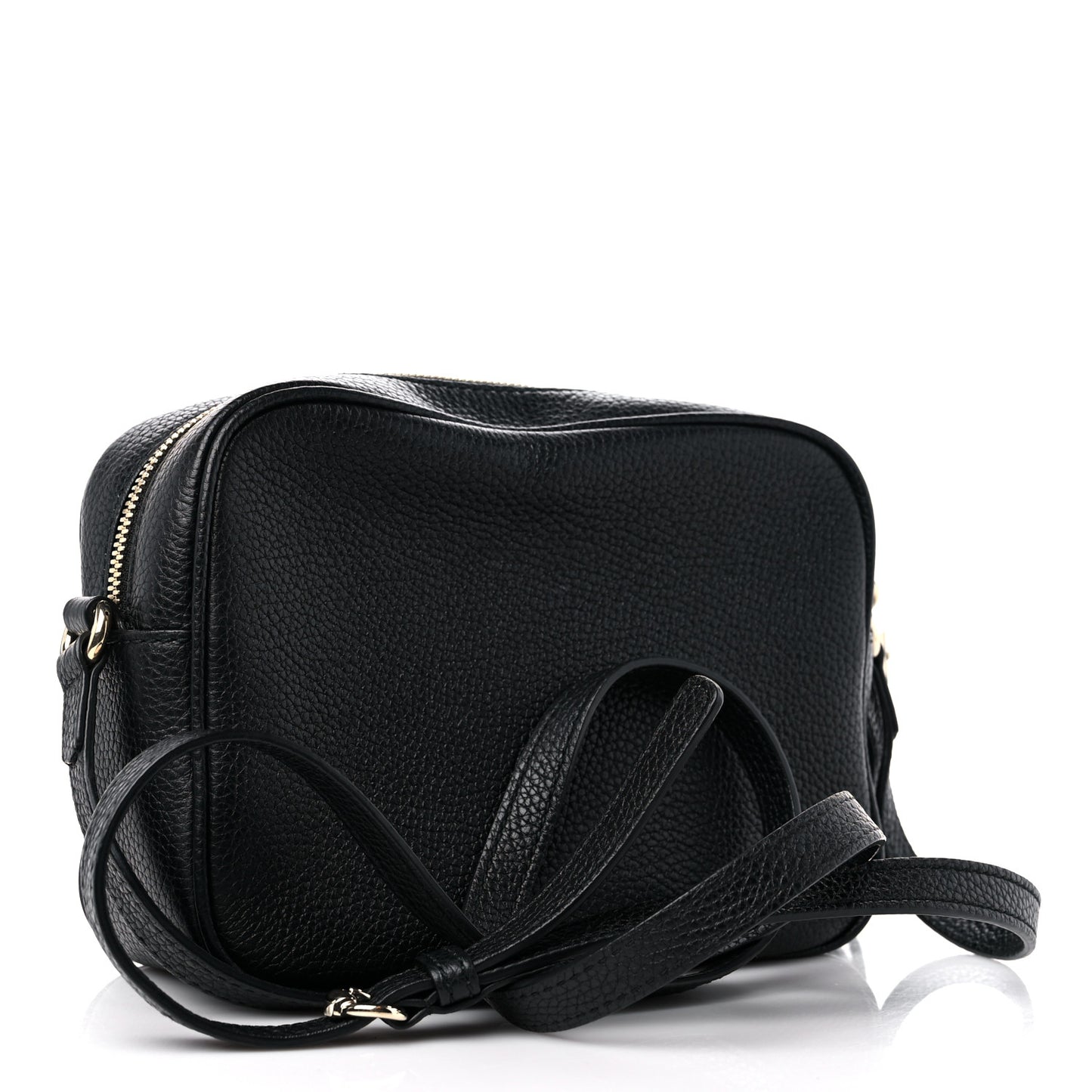 Pebbled Calfskin Small Soho Disco Bag Black