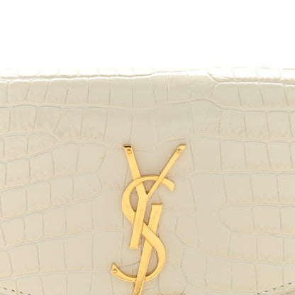Saint Laurent Calfskin Crocodile Embossed Monogram Uptown Chain Wallet Crema Soft 9 of 14